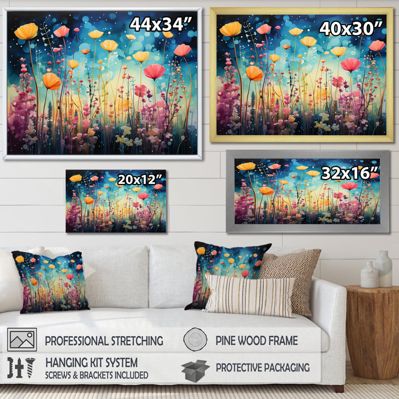 Field of Poppies, reproduction d'art sur toile, H 34 po x l 44 po x P 1,5 po, Toile tendue