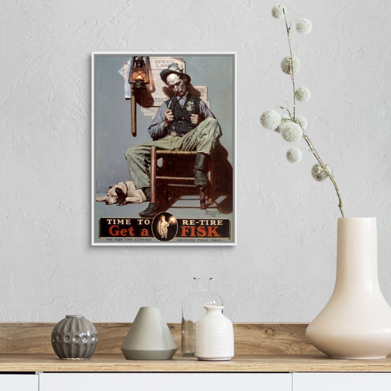 «Time To Retire: Sleeping Sheriff», art mural sur toile, Cadre flottant blanc, H 18 po x l 14 po x P 1,75 po