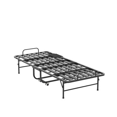 Lit simple pliant de 75 pouces avec matelas en mousse à mémoire de forme de 5 po, structure en métal sur roulettes d'une capacité de 450 lb, compact et cadre pour chambre à coucher de 75 po, idéal pour les petites pièces