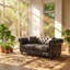 Causeuse Chesterfield en tissu Tech touffeté l 63,5 po x P 32,25 po x H 28,25 po