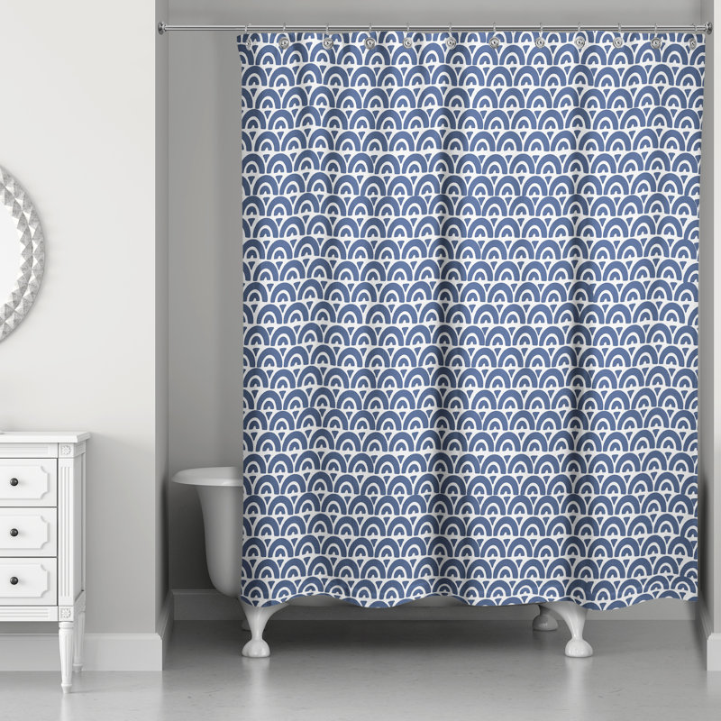 Rideau de douche géométrique simple, Bleu marine