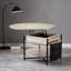 Table basse ronde à plateau relevable avec tiroirs de rangement et compartiment caché, gris ardoise, 35,3 po
