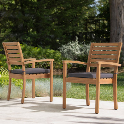 Acacia Outdoor Stackable Dining Armchair with Cushion