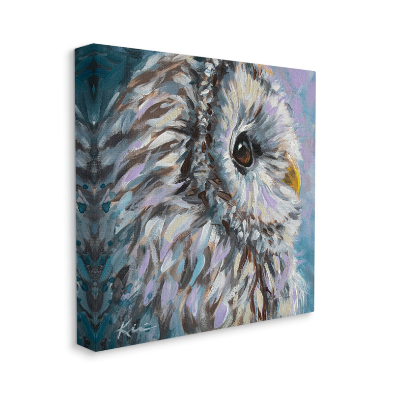 «Au-859», toile de hibou de style pastel sur toile par Lindsay Kivi, peinture d'art, H 17 po x l 17 po x P 1,5 po