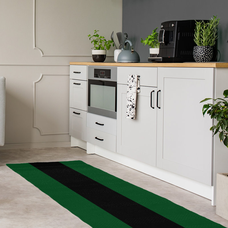 Tapis à rayures vert/noir, Tapis de couloir 2 pi 6 po x 8 pi