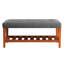Banc de rangement de style américain avec pattes en bois, 122 cm (48 po), revêtement capitonné gris, banc à chaussures d'entrée
