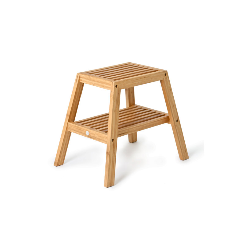 Slatted Accent Stool, Natural