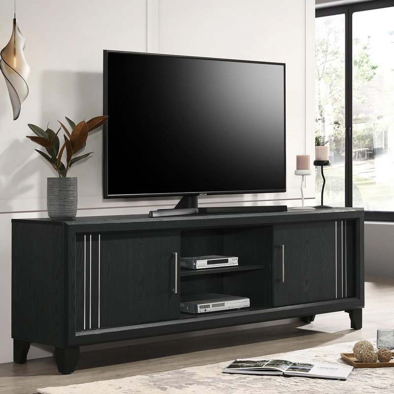 Meuble télé 1 pièce Contemporary, Gris anthracite