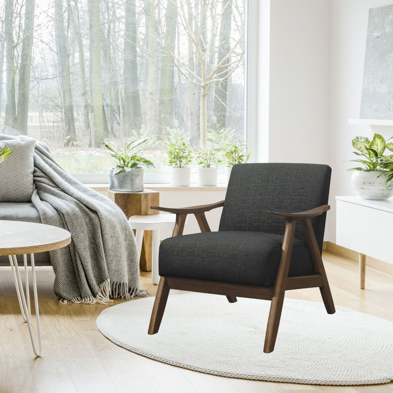 Fauteuil Ayzlee, Tissu gris foncé, Walnut