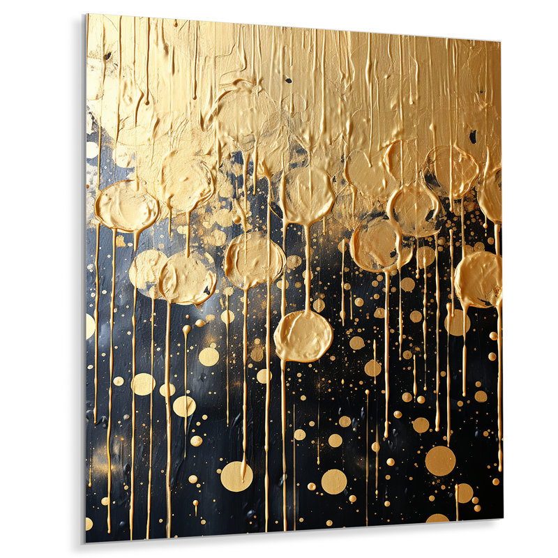 Or et noir, Explosions élégantes - Feux d'artifice en métal, art mural, H 40 po x l 30 po x P 1,5 po