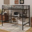 Lit mezzanine double avec bureau intégré et tablettes