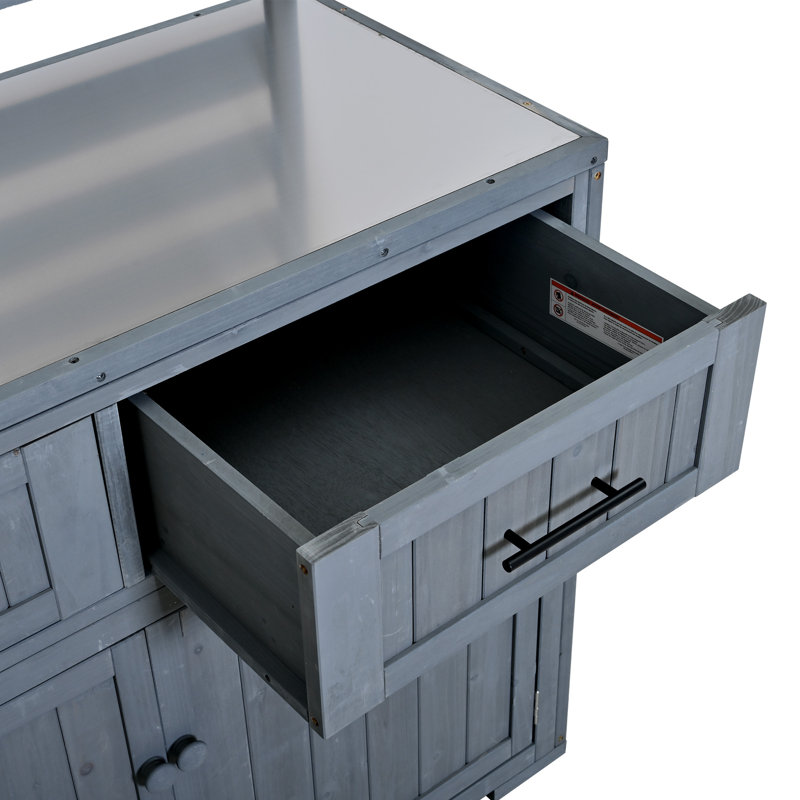 Îlot de cuisine 64,9 po H, Gris