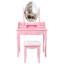 Ensemble de coiffeuse avec miroir et tabouret rembourré Pink Princess