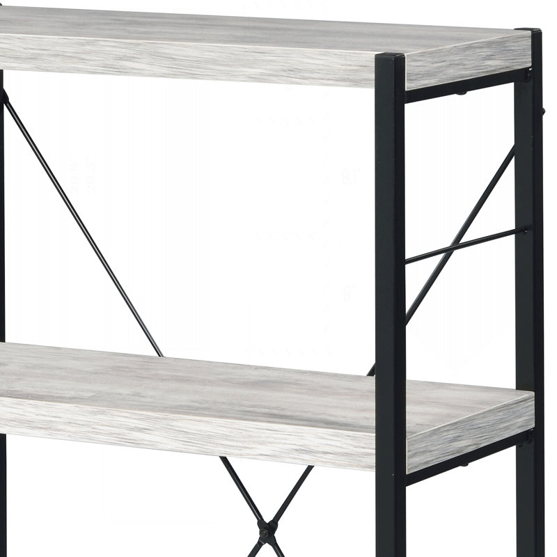 Versatile Freestanding Bookshelf with Faux Concrete Shelves and Metal Frame
