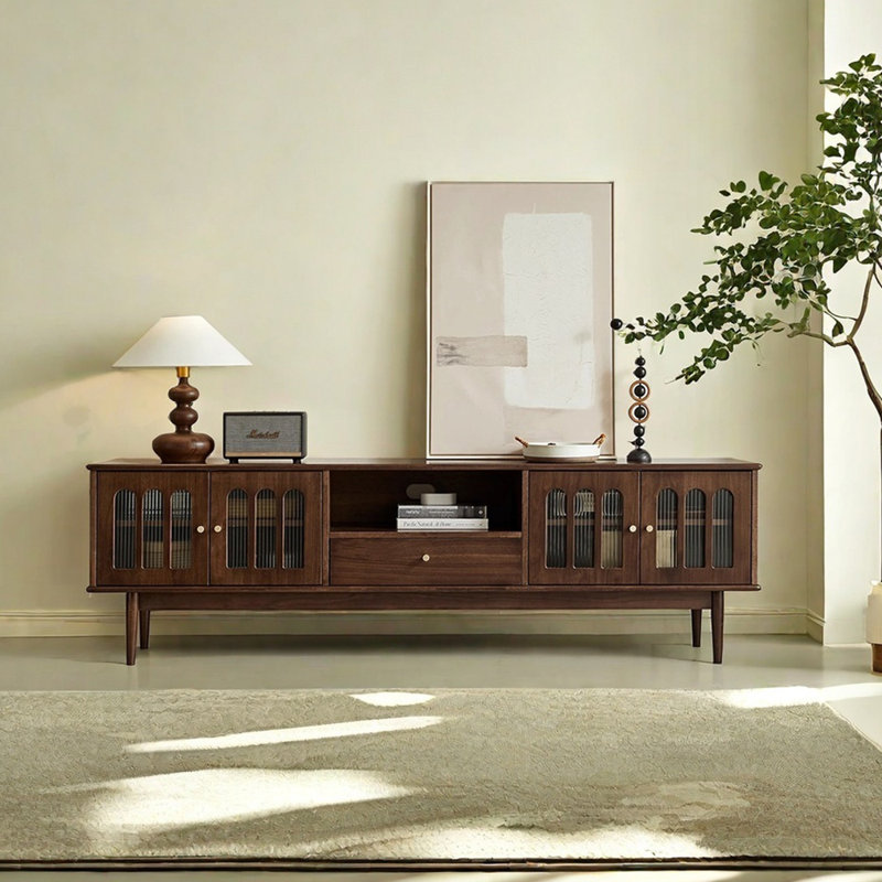 Solid Wood TV Stand Retro Style, 70.86" W