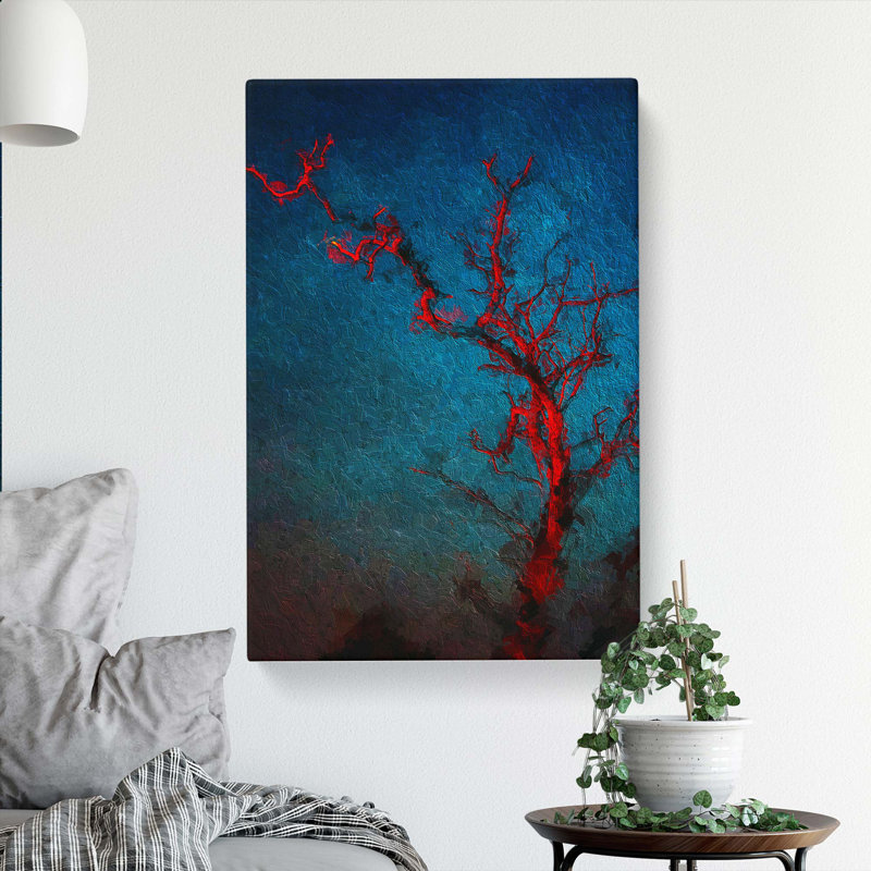 Midnight Tree in Abstract - Wrapped Canvas Painting Print, 76cm H x 50cm W x 3cm D