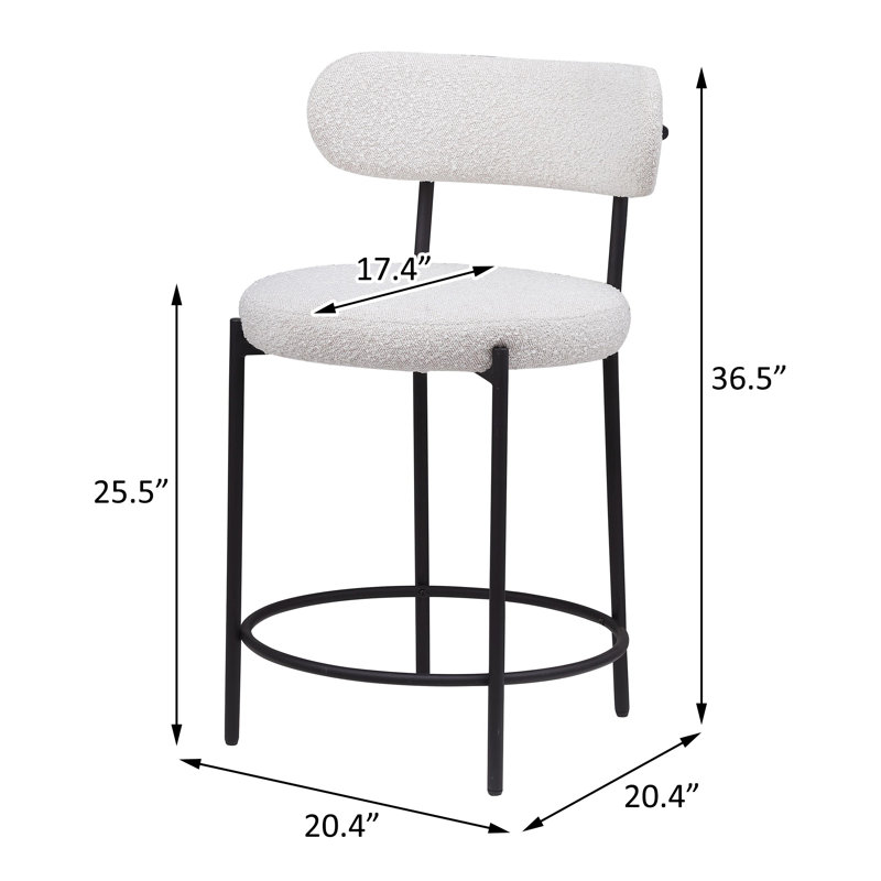 Boucle Upholstered Counter Chair (Set of 2), Cream
