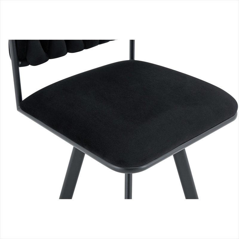 Ensemble de table de salle à manger 8 personnes avec chaises en velours noir de jais et plateau en triamine à deux tons pour les cuisines modernes
