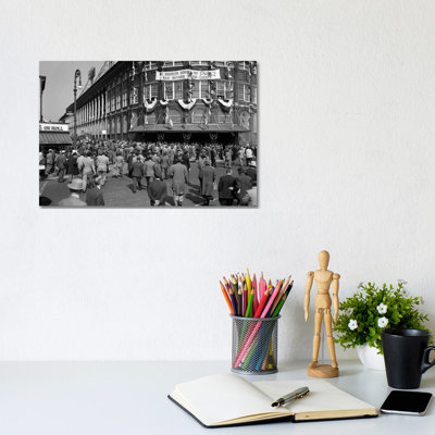 October 1947 Dodger Baseball Fans Pour into Main Entrance Ebbets Field Brooklyn Borough New York City USA 1 Piece Wrapped Canvas Wall Art