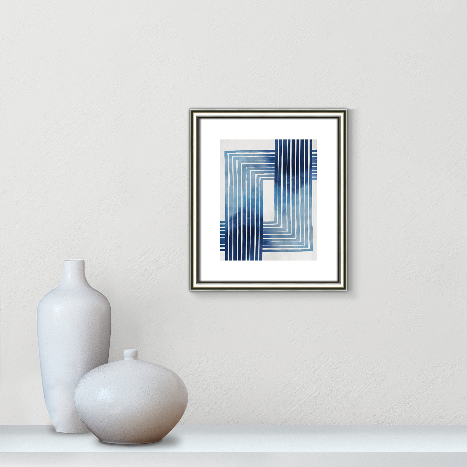 Lanny "In Unison" Painting by Eva Watts, 15" H x 13" W x 0.88" D, Silver Framed Paper