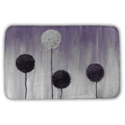 Purple and white allium flowers Bath Mat with Non-Slip Backing - Quick Dry Memory Foam Bathroom Rug - Absorbent - Modern Plush Spa-Style - Machine Washable