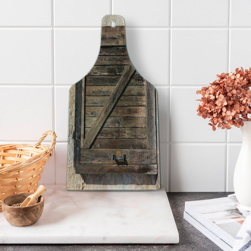 Rustic Brown and Beige Glass Cutting Board with Handle