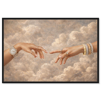 Women's Touch Framed Canvas Print Vintage Wall Decor by Art Remedy, Black Frame, 45 x 30