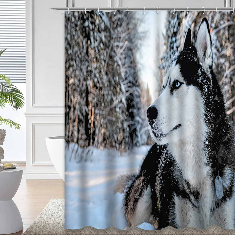 Rideau de douche Dog Snow Winter, L 72 po x l 78 po