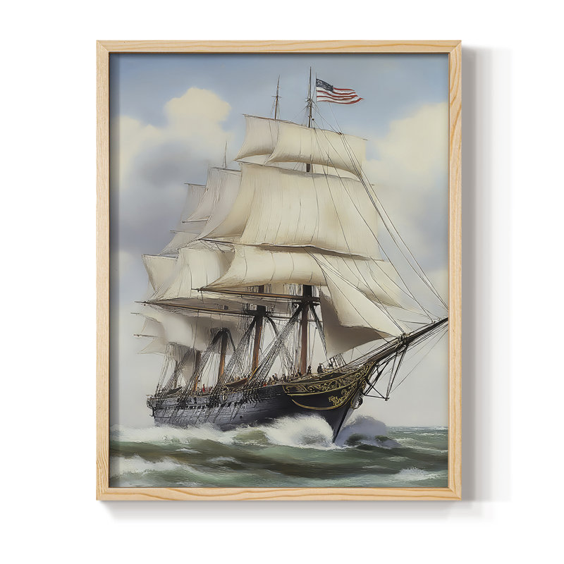 NAUTICAL Series LxxvII, reproduction encadrée - bois massif, Naturel, H 11 po x l 9 po