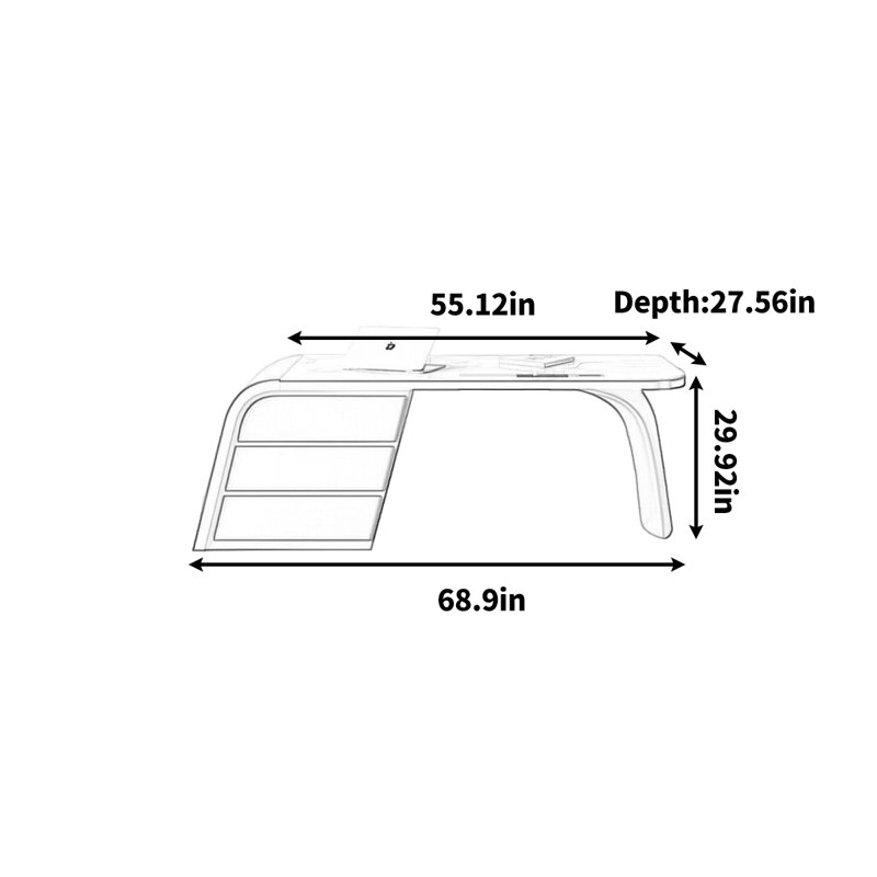 Degnan, Noir / Orange, H 29,92 po x l 68,9 po x P 27,56 po