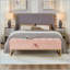 Banc de rangement en velours 58,6 po avec base en métal et plateau capitonné-133331788-133331791-133331796