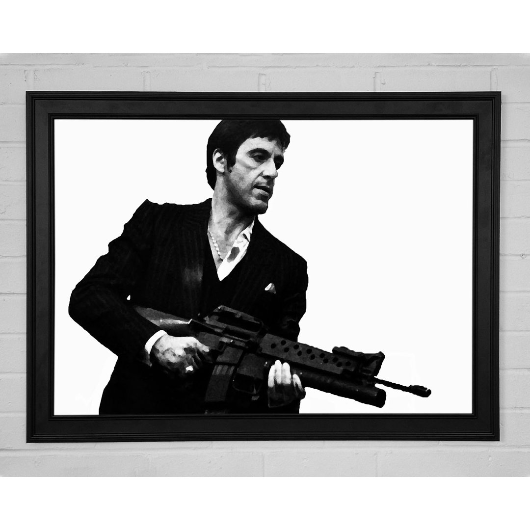 Scarface Tommygun B N W Gerahmter Druck Wandkunst