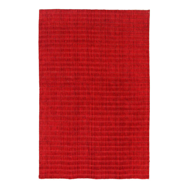 Tapis rouge tissé à la main rouge 5 pi 6 po x 8 pi 8 po