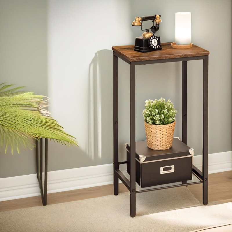 Grovesend Bedside Table with Adjustable Mesh Shelf
