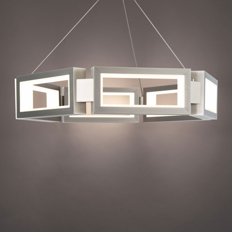 Mies 6 - Light LED Chandelier, 5.13" H x 23.88" W x 26.25" D