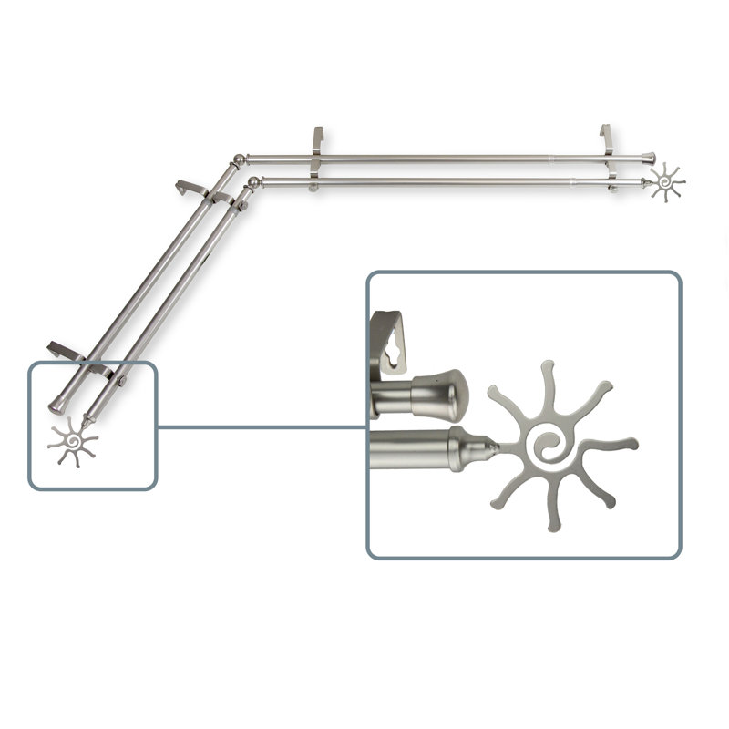 Tringle à rideaux double Imala, L 120 po x l 70 po, Nickel satiné