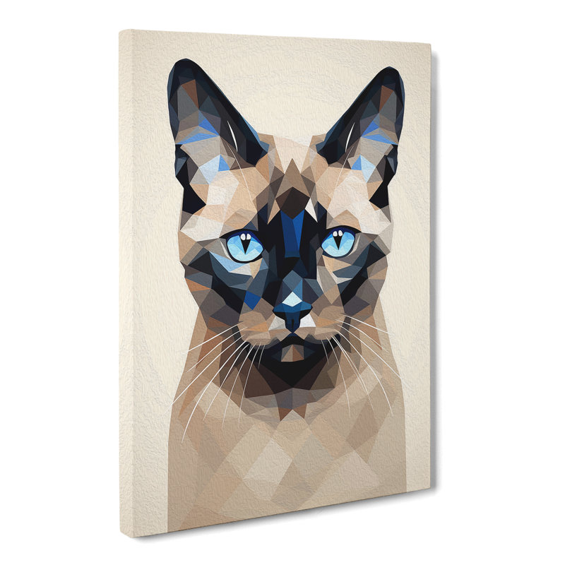 Siamese Cat Geometric No.2 - Wrapped Canvas, 60cm H x 40cm W x 3cm D