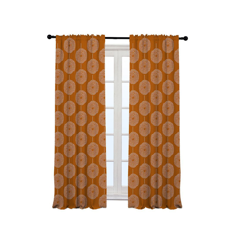 Spiral-Patterned Bohemian Single Panel Curtain, Burnt Orange, 140cm Width x 175cm Drop