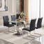 Chaises de salle à manger en faux cuir modernes avec base chromée (ensemble de 4)-492337274-502876469-508807005