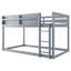 Lit superposé bas simple au-dessus de simple, lit superposé au sol avec échelle, lit superposé simple en bois massif pour enfants et adolescents, gris-359705128