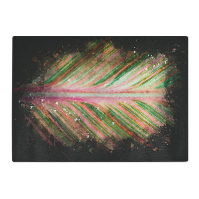 Tempered Glass Leaf Stripes Chopping Board