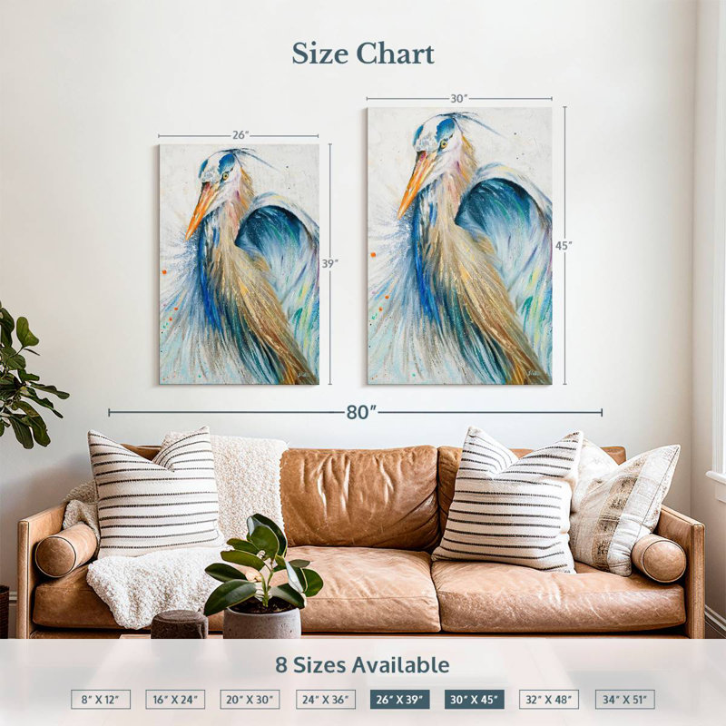 Bramon New Blue Heron II, H 39 po x l 26 po