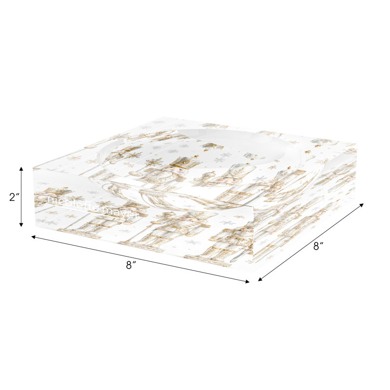 Acrylic Decorative Tray, Gold, 8"W x 8"D
