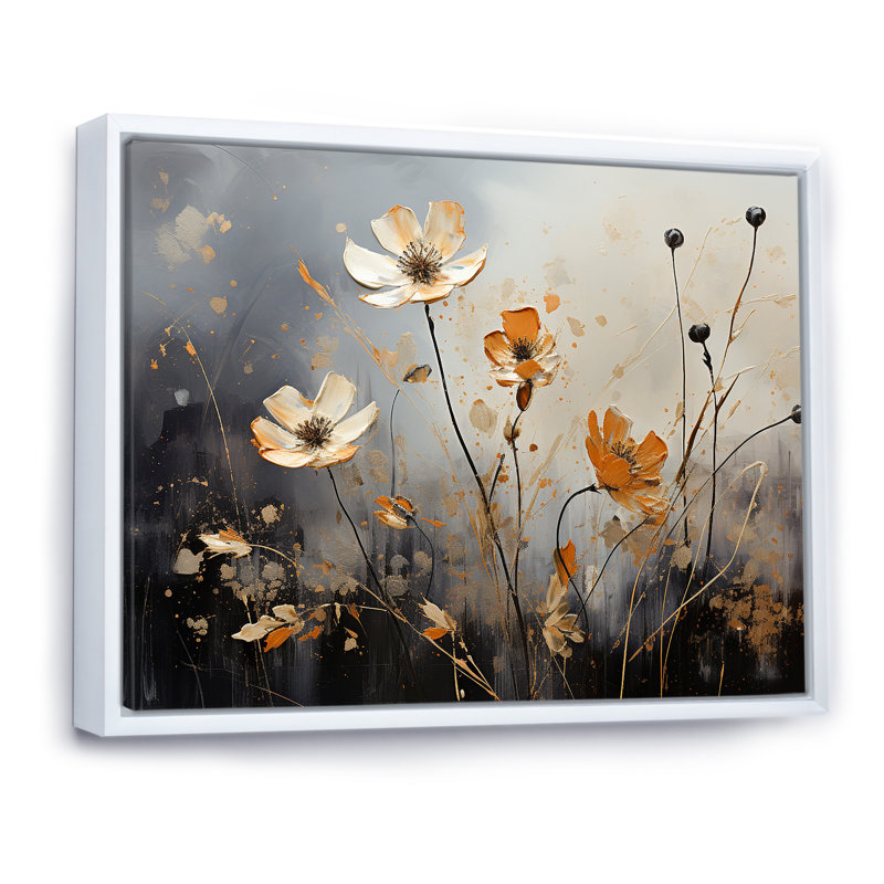 «Moody Flower Meadows» sur toile, H 16 po x l 32 po x P 0,5 po, Cadre flottant blanc
