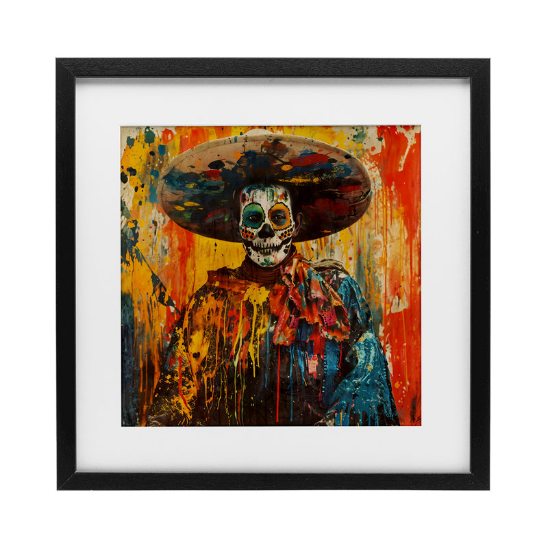 «Vibrant Festive Day of The Dead», reproduction sous verre encadrée, design par Marta Wiley, H 13 po x l 13 po