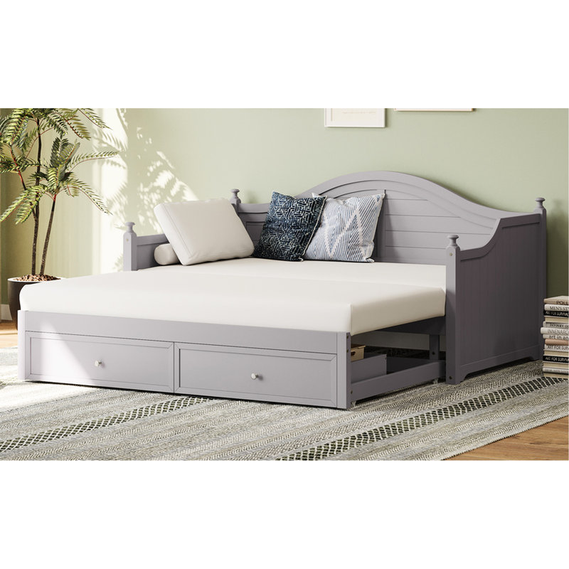 Wood Daybed With 2 Storage Drawers