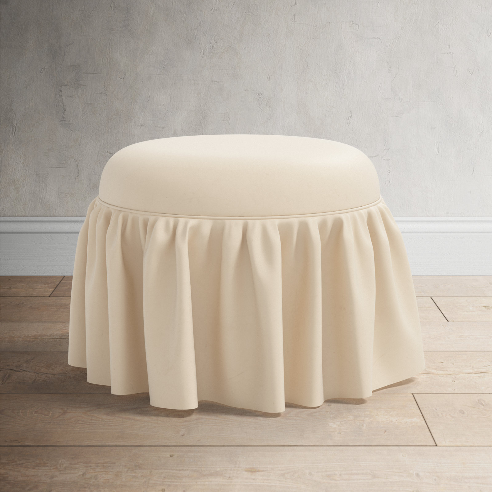 Jebb Upholstered Ottoman, Classic Pearl Performance Velvet
