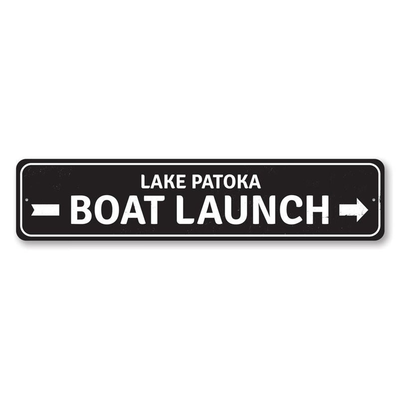 Enseigne de bateau avec flèche en aluminium, H 4 po x l 18 po x P 0,04 po