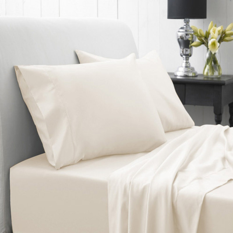 Spa 1200 Thread Count Sheet Set, Twin Sheet Set with 2 Pillowcases, Ivory