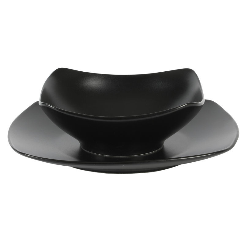 8 Piece Dinnerware Set, Service for 4, Matte Black